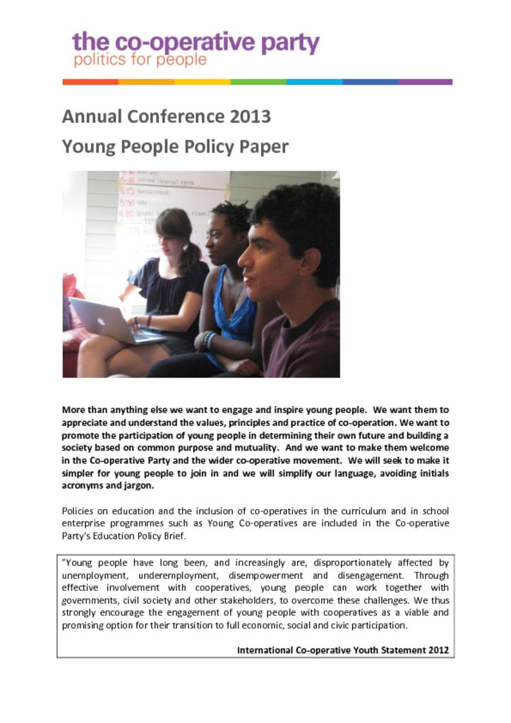 thumbnail of Young People Policy – Annual Conference 2013