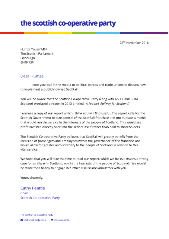 The letter sent to Scottish Transport Secretary Humza Yousef