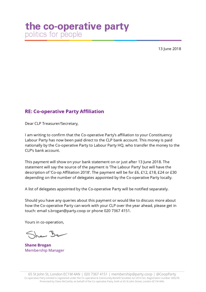 thumbnail of Co-op Party Affiliation to CLPs 2018 Notice