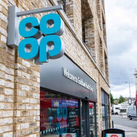 LONDON- Co-op food on Goldhawk Road, west London. A large British food retailer.
