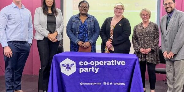 Left to Right: Cllr Matt Ward; Sureena Brackenridge MP: Cllr Dr C K-Nyamongo; Jennifer Hemingway; Linda Boys (host); Kashmire Hawker (Chair of Walsall, Wolverhampton and South Staffs Co-operative Party Branch)